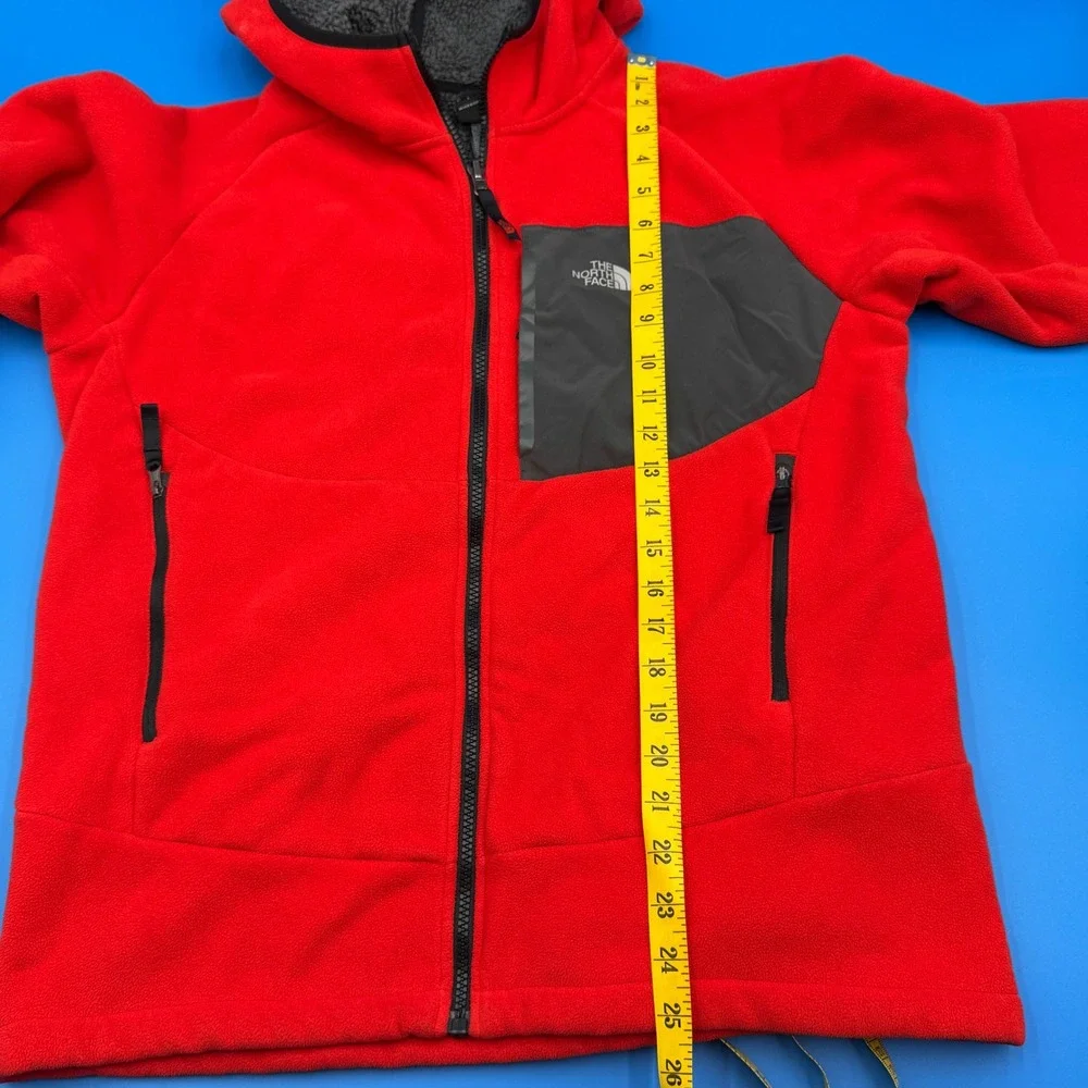 The North Face Orange Fleece Hooded Jacket Boys XL Full Zip Logo‎ Pocket Warm